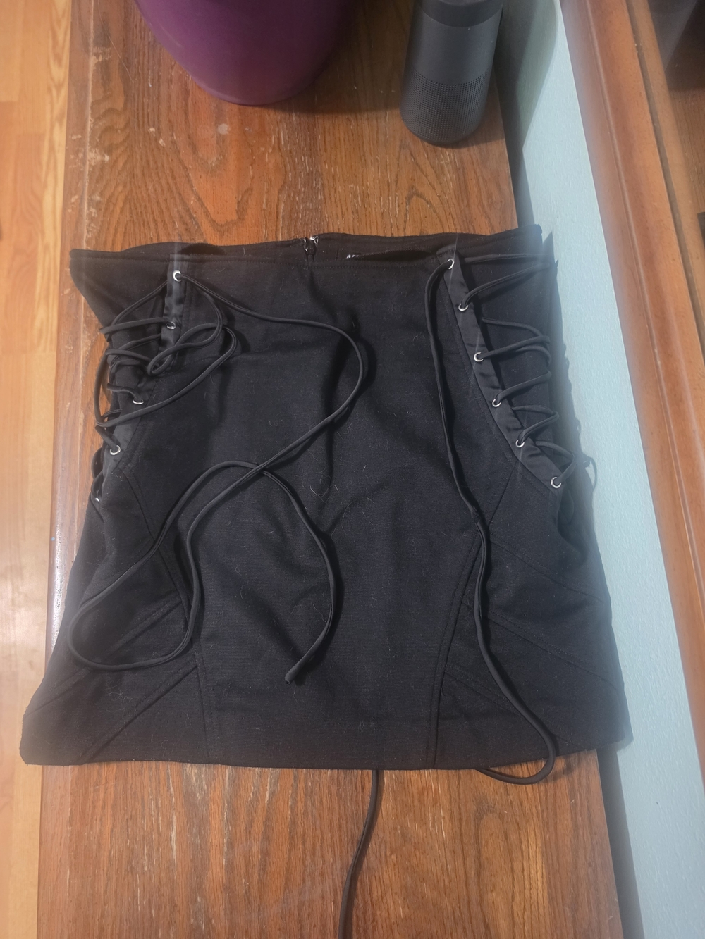 Allen B. By Allen Schwartz Black Lace-Up Mini Skirt